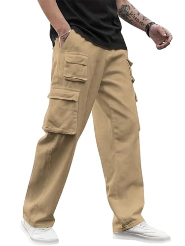 Lymio Men Cargo || Men Cargo Pants || Men Cargo Pants Cotton || Cargos for Men (Cargo-38-41) (L, Khakhi)