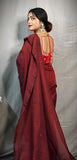 Jashiya Maroon Pure Cotton Saree - Plain Handloom Traditional Saree