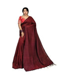 Jashiya Maroon Pure Cotton Saree - Plain Handloom Traditional Saree
