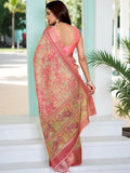 Jashiya JYA Cotton Linen Saree for Women with Heavy Jacquard Border | Soft Floral Printed Saree with Blouse Piece | Elegant Traditional Saree for Wedding and Special Occasions