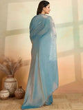 Jashiyaa Shri Hari Sarees Women's Soft Frandy Silk Saree With Hand Work Lace Boarder & Comes With Unstitched Blouse Piece Chava (Light Blue with Gold Dual Tone)
