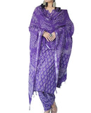 Jashiya MEERA FAB Women's Cotton Printed Straight Kurta with Palazzo & Dupatta Set Purple