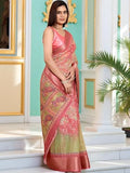 Jashiya JYA Cotton Linen Saree for Women with Heavy Jacquard Border | Soft Floral Printed Saree with Blouse Piece | Elegant Traditional Saree for Wedding and Special Occasions
