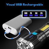 Jashiya SHAYONAM 4 In1 Torch Light,LED 3W Torch Light Rechargeable Torch Flashlight,Long Distance Beam Range Car Rescue Torch Flashlight with 4 Modes for Camping