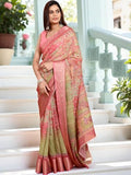 Jashiya JYA Cotton Linen Saree for Women with Heavy Jacquard Border | Soft Floral Printed Saree with Blouse Piece | Elegant Traditional Saree for Wedding and Special Occasions