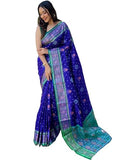 Jashiya Panzora Women's Patola Silk Meenakari Work Saree With Unstitched Blouse Piece