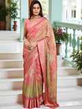 Jashiya JYA Cotton Linen Saree for Women with Heavy Jacquard Border | Soft Floral Printed Saree with Blouse Piece | Elegant Traditional Saree for Wedding and Special Occasions