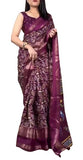 Jashiya Women's Beautiful Warli Print With Zari Border Dola Silk Saree With Running Blouse (Wine)