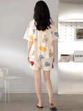 Jashiya LOUIS LUXE Womens Night Dress || Short Pyjama Set || Nightsuit || Women Nightwear ||Round Neck Short Sleeve Nightsuit || Loungewear || Everyday Nightdress (ND-01-OFFWHITE-L)