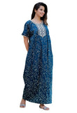 Jashiya Women's Pure Cotton Block Print Regular Rajasthani Jaipuri Maxi Nighty (Free Size, Black)