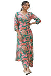 ANNI DESIGNER Women's Cotton Blend Straight Printed Kurta with Palazzo (Chinki Green_L_Green_Large)