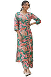 ANNI DESIGNER Women's Cotton Blend Straight Printed Kurta with Palazzo (Chinki Green_L_Green_Large)