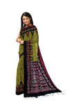 Jashiya Quetzal Women's Sambalpuri Ganga Jununa Printed Cotton Saree with Unstitched Blouse (Olive Green)