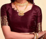 jashiyaa Sugathari Women's Pure Kanjivaram Silk Saree Banarasi Silk Saree With Blouse Piece (Maroon)