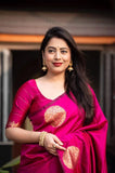 Jashiya Avantika Fashion Women's Kanjivaram Soft Pure Silk Banarasi Sarees With Blouse Piece PINK