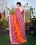 Jashiya Yashika Women's Georgette Printed Saree with Jacquard Lace & Blouse Material - Perfect for 2024's Festivals & Occasions! Beautifully Crafted, Traditional Elegance