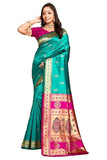 Jashiyaa C J Enterprise Women's Banarasi Saree Pure Kanjivaram Silk Saree Soft Design Wear Pattu Sarees Latest Cotton With Blouse Piece for Wedding sadi new ladies 2025 Nath paithani Rama-Pink