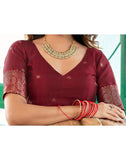 Jashiyaa SIRIL Women's Banarasi Soft Silk Saree Pure Silk With Unstitched Blouse Piece
