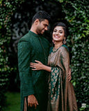 Jashiya SGF11 Women's Kanjivaram Zari Woven Silk Saree With Unstitched Blouse Piece Dark Green