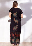 Jashiya Women's Cotton Printed Kaftan Maxi Night Dress | Pure Cotton Night Gown | Maxi Dress | Frock Nighty for Women | Gown for Women (Blue_XXL)