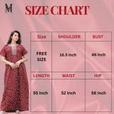 Jashiya Women's Pure Cotton Block Print Regular Rajasthani Jaipuri Maxi Nighty (Free Size, Black)