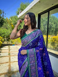 Jashiya Panzora Women's Patola Silk Meenakari Work Saree With Unstitched Blouse Piece
