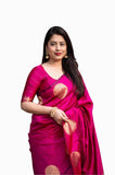Jashiya Avantika Fashion Women's Kanjivaram Soft Pure Silk Banarasi Sarees With Blouse Piece PINK