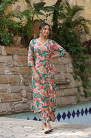 ANNI DESIGNER Women's Cotton Blend Straight Printed Kurta with Palazzo (Chinki Green_L_Green_Large)