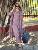 Jashiya ANNI DESIGNER Women's Rayon Blend Straight Solid Kurta with Pant & Dupatta (Raja Saab Purple-VKS01_XXL_Purple_XX-Large)