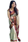 Jashiyaa SGF11 Women's Kanjivaram Soft Lichi Silk Saree With Blouse Piece (Cream Brown)