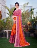 Jashiya Yashika Women's Georgette Printed Saree with Jacquard Lace & Blouse Material - Perfect for 2024's Festivals & Occasions! Beautifully Crafted, Traditional Elegance