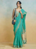 Jashiyaa SWORNOF Womens Linen Letest Designer Saree with Unstitched Blouse With Boluse Piece (FIROZY)