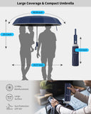 Jashiya ANYCHO Big Umbrella for Men, 3 Fold with Reflective Stripe Travel Umbrella for Rain, Reinforced 12 Dual Ribs Windproof & Waterproof Folding Umbrella, Auto Open & Close Umbrella for Women