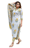 Jashiya KLOSIA Women Straight Block Printed Kurta and Pant Set with Dupatta (Large) White