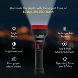 Jashiya wipro Luster 3W Led Bright Rechargeable Torch |Emergency Torch Light |Li Ion Battery, Red and Black, ABS (Pack of 1,