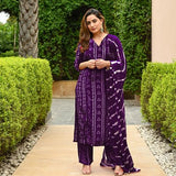 Jashiya ANNI DESIGNER Women's Rayon Blend Straight Bandhej Printed Kurta with Pant & Dupatta