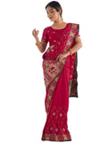 Jashiya Satrani Women's Vichitra Silk Embroidery Saree with Unstitched Blouse Piece