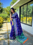 Jashiya Panzora Women's Patola Silk Meenakari Work Saree With Unstitched Blouse Piece