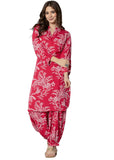 Jashiya rytras Women's Pure Cotton Printed Straight Kurta Set with Palazzo Pants - Ethnic Wear, Pink
