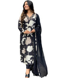 Jashiya GoSriKi Women's Rayon Blend Straight Printed Kurta with Pant & Dupatta