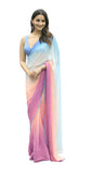 Jashiyaa Sidhidata Women's Printed Pure Georgette Saree With Unstitched Blouse Piece Alia Padding Multicolour Free Size