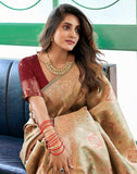 Jashiyaa SIRIL Women's Banarasi Soft Silk Saree Pure Silk With Unstitched Blouse Piece