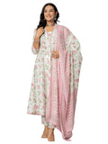 Jashiya Amayra Women's Cotton Printed Anarkali Kurta with Palazzo Pants and Dupatta