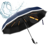 Jashiya ANYCHO Big Umbrella for Men, 3 Fold with Reflective Stripe Travel Umbrella for Rain, Reinforced 12 Dual Ribs Windproof & Waterproof Folding Umbrella, Auto Open & Close Umbrella for Women