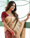 Jashiyaa SIRIL Women's Banarasi Soft Silk Saree Pure Silk With Unstitched Blouse Piece