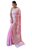 Jashiyaa SGF11 Women's Kanjivaram Soft Cotton Linen Silk Saree With Blouse Piece Pink