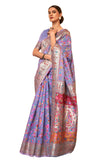 Jashiyaa SGF11 Women's Kanjivaram Pure Soft Silk Handloom Saree Pure Golden Zari With Blouse Piece (Light Purple)