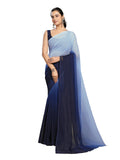 Jashiyaa Garden Vareli Shaded Slub Taspa Saree with Unstitched Blouse Piece - Blue