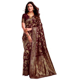 jashiyaa Sugathari Women's Pure Kanjivaram Silk Saree Banarasi Silk Saree With Blouse Piece (Maroon)