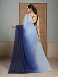 Jashiyaa Garden Vareli Shaded Slub Taspa Saree with Unstitched Blouse Piece - Blue